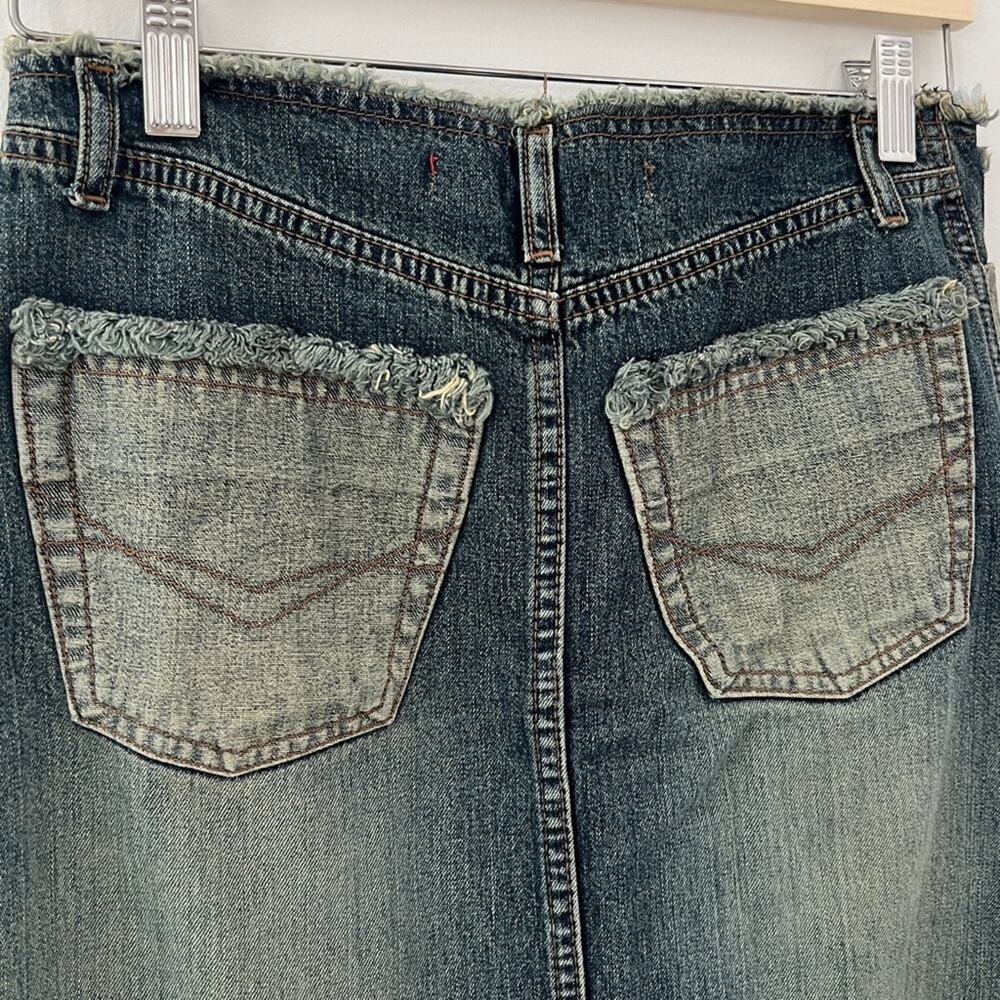 Vintage Junker Jeans Deconstructed Patchwork Denim Maxi Skirt Size Small - Picture 7 of 9